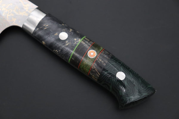 Takeshi Saji Gyuto Takeshi Saji SUMMIT ― Limited Edition Custom Series SMT-1223 VG-10W磨 Multi-Colored Golden-Rainbow Damascus Gyuto 210mm (8.2 Inch)