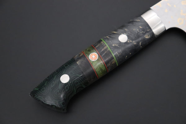 Takeshi Saji Gyuto Takeshi Saji SUMMIT ― Limited Edition Custom Series SMT-1223 VG-10W磨 Multi-Colored Golden-Rainbow Damascus Gyuto 210mm (8.2 Inch)