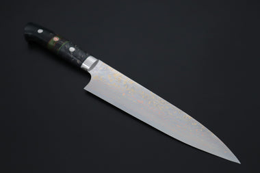 Takeshi Saji Gyuto Takeshi Saji SUMMIT ― Limited Edition Custom Series SMT-1223 VG-10W磨 Multi-Colored Golden-Rainbow Damascus Gyuto 210mm (8.2 Inch)