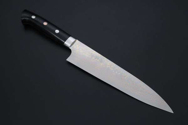 Takeshi Saji Gyuto Takeshi Saji SUMMIT ― Limited Edition Custom Series SMT-1224 VG-10W磨 Multi-Colored Golden-Rainbow Damascus Gyuto 210mm (8.2 Inch)