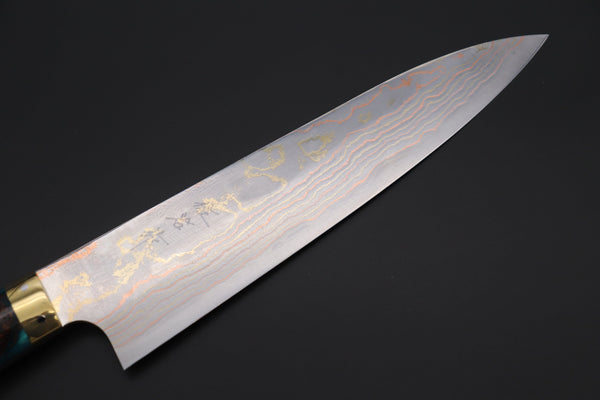 Takeshi Saji Gyuto Takeshi Saji SUMMIT ― Limited Edition Custom Series SMT-839 Blue Steel No.2 Rainbow Damascus Gyuto 210mm (8.2 inch)