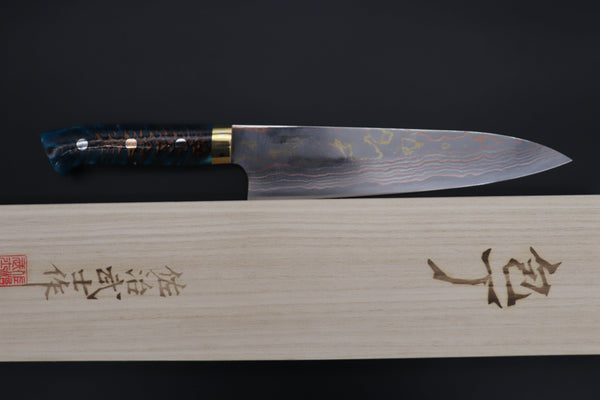 Takeshi Saji Gyuto Takeshi Saji SUMMIT ― Limited Edition Custom Series SMT-839 Blue Steel No.2 Rainbow Damascus Gyuto 210mm (8.2 inch)