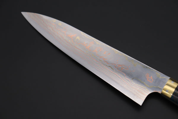 Takeshi Saji Gyuto Takeshi Saji SUMMIT ― Limited Edition Custom Series SMT-839 Blue Steel No.2 Rainbow Damascus Gyuto 210mm (8.2 inch)