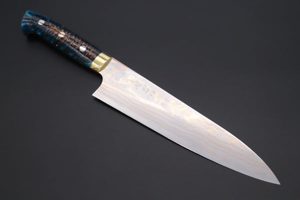 Takeshi Saji Gyuto Takeshi Saji SUMMIT ― Limited Edition Custom Series SMT-839 Blue Steel No.2 Rainbow Damascus Gyuto 210mm (8.2 inch)