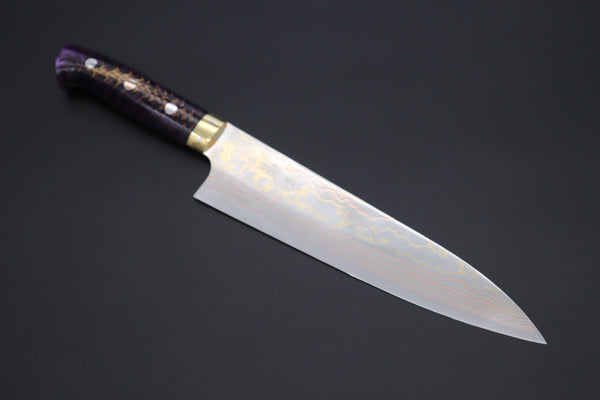 Takeshi Saji Gyuto Takeshi Saji SUMMIT ― Limited Edition Custom Series SMT-840 Blue Steel No.2 Rainbow Damascus Gyuto 210mm (8.2 inch)