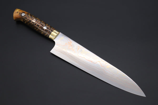 Takeshi Saji Gyuto Takeshi Saji SUMMIT ― Limited Edition Custom Series SMT-841 Blue Steel No.2 Rainbow Damascus Gyuto 210mm (8.2 inch)