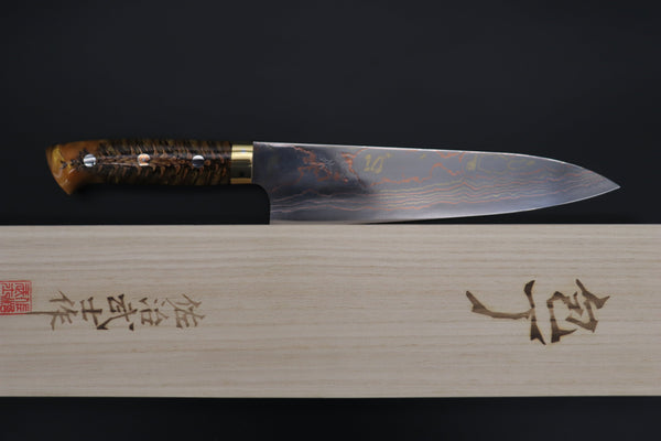 Takeshi Saji Gyuto Takeshi Saji SUMMIT ― Limited Edition Custom Series SMT-841 Blue Steel No.2 Rainbow Damascus Gyuto 210mm (8.2 inch)