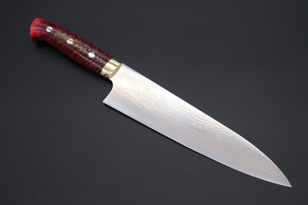 Takeshi Saji Gyuto Takeshi Saji SUMMIT ― Limited Edition Custom Series SMT-843 Blue Steel No.2 Rainbow Damascus Gyuto 210mm (8.2 inch)