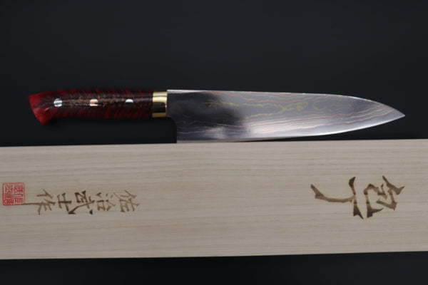 Takeshi Saji Gyuto Takeshi Saji SUMMIT ― Limited Edition Custom Series SMT-843 Blue Steel No.2 Rainbow Damascus Gyuto 210mm (8.2 inch)