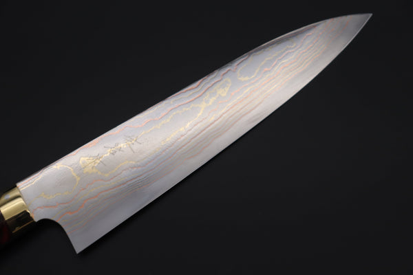 Takeshi Saji Gyuto Takeshi Saji SUMMIT ― Limited Edition Custom Series SMT-843 Blue Steel No.2 Rainbow Damascus Gyuto 210mm (8.2 inch)