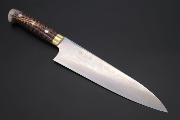 Takeshi Saji Gyuto Takeshi Saji SUMMIT ― Limited Edition Custom Series SMT-844 Blue Steel No.2 Rainbow Damascus Gyuto 210mm (8.2 inch)