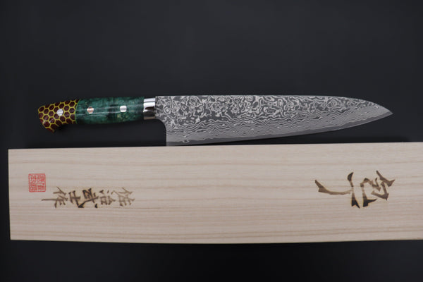 Takeshi Saji Gyuto Takeshi Saji SUMMIT ― Limited Edition Custom Series SMT-880 R-2 Custom Damascus Gyuto 240mm (9.4 Inch)