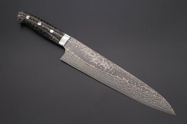 Takeshi Saji Gyuto Takeshi Saji SUMMIT ― Limited Edition Custom Series SMT-968 VG-10W Multi-Colored Golden-Rainbow Damascus Gyuto 240mm (9.4 Inch)