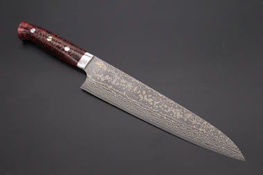 Takeshi Saji Gyuto Takeshi Saji SUMMIT ― Limited Edition Custom Series SMT-970 VG-10W Multi-Colored Golden-Rainbow Damascus Gyuto 240mm (9.4 Inch)