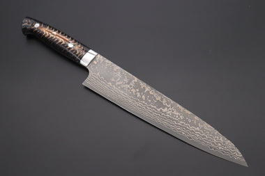 Takeshi Saji Gyuto Takeshi Saji SUMMIT ― Limited Edition Custom Series SMT-971 VG-10W Multi-Colored Golden-Rainbow Damascus Gyuto 240mm (9.4 Inch)