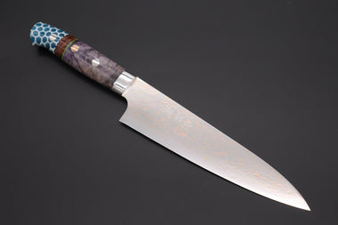 Takeshi Saji Gyuto Takeshi Saji SUMMIT ― Limited Edition Custom Series SMT-998 VG-10W磨 Multi-Colored Golden-Rainbow Damascus Gyuto 180mm (7 Inch)