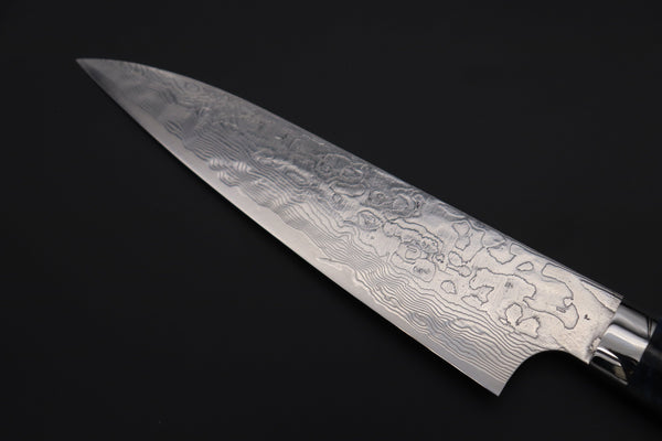 Takeshi Saji Gyuto Takeshi Saji SUMMIT ― Limited Edition Custom Series Summer Edition SMT-1016 R-2 Custom Damascus Gyuto 180mm (7 Inch, Ocean Blue Color Stabilized Spruce Cones Hybrid Wood Handle)