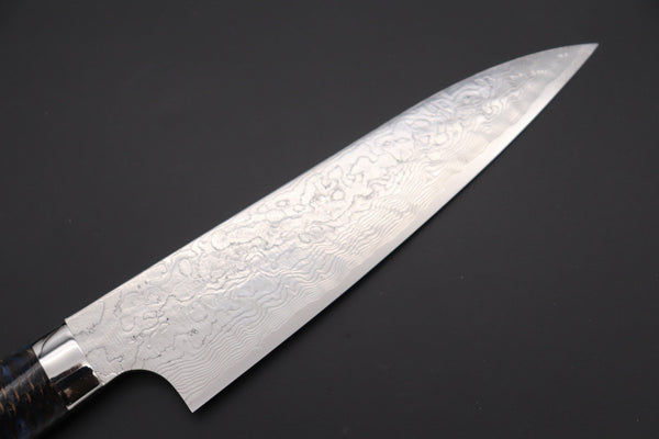 Takeshi Saji Gyuto Takeshi Saji SUMMIT ― Limited Edition Custom Series Summer Edition SMT-1016 R-2 Custom Damascus Gyuto 180mm (7 Inch, Ocean Blue Color Stabilized Spruce Cones Hybrid Wood Handle)