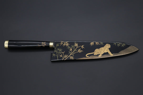 Takeshi Saji Gyuto Takeshi Saji Urushi & Makie Series "虎 Japanese Tiger Motif" R-2 Custom Diamond Damascus STU-42 Gyuto 210mm (8.2')