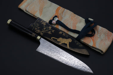 Takeshi Saji Gyuto Takeshi Saji Urushi & Makie Series "虎 Japanese Tiger Motif" R-2 Custom Diamond Damascus STU-42 Gyuto 210mm (8.2')