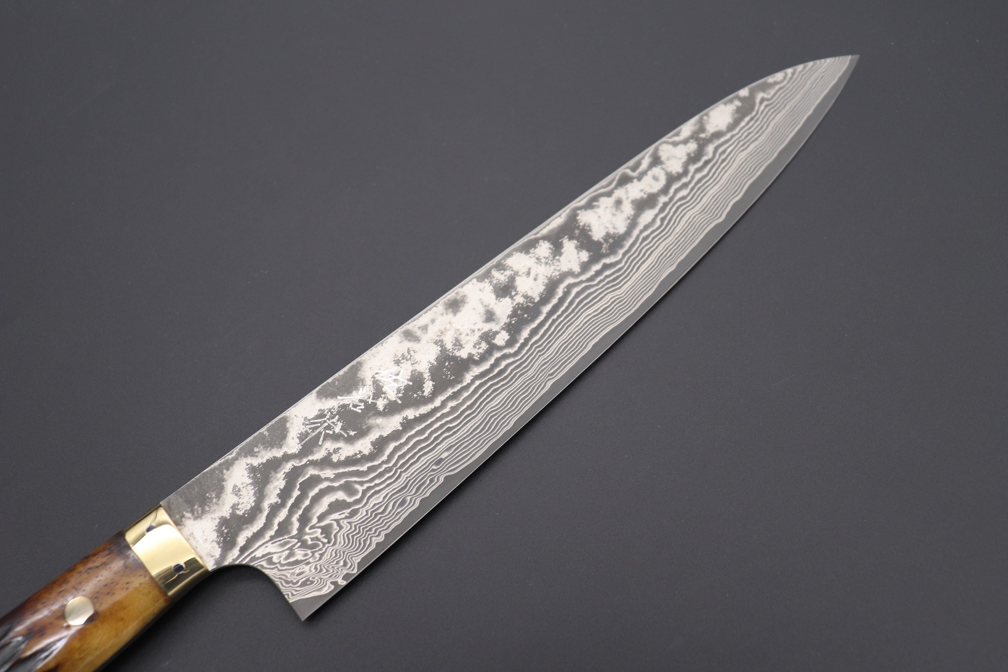 Takeshi Saji VG10 Black Damascus DHW Japanese Chef's Chinese Cooking Knife  220mm with White Antler Handle