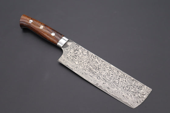 Takeshi Saji Nakiri SRD-2NBI Nakiri 165mm (6.4 inch) / Ironwood Handle Takeshi Saji R-2 Custom Black Damascus Wild Series Nakiri 165mm (6.4 inch, Ironwood Handle)