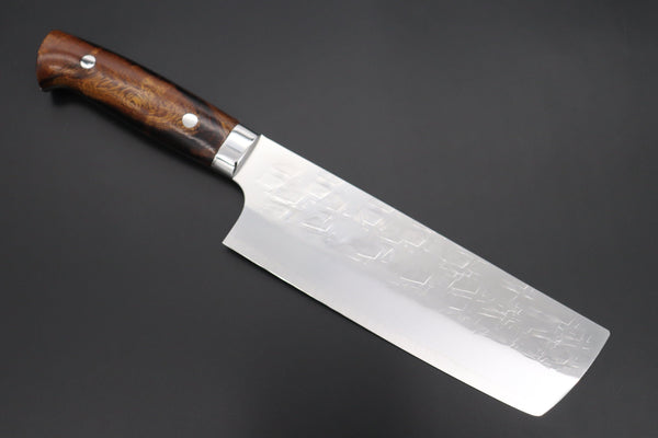 Takeshi Saji Nakiri Takeshi Saji SRS-13 Hammer Forged, Custom Handmade Handle Series Nakiri 165mm (6.4 inch, Ironwood Handle)