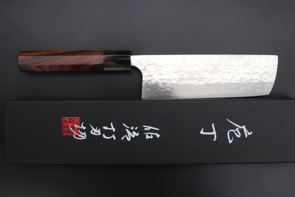 Takeshi Saji Nakiri Takeshi Saji SUMMIT ― Limited Edition Custom Series “Ocean Sunshine” VG-10 Custom Hammered Damascus Nakiri 165mm (6.4 Inch, STCL-315)