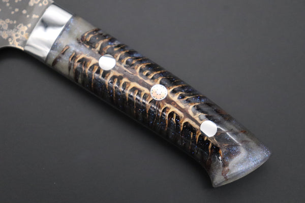 Takeshi Saji Nakiri Takeshi Saji SUMMIT ― Limited Edition Custom Series SMT-1049 VG-10W Multi-Colored Golden-Rainbow Damascus Nakiri 165mm (6.4 Inch)