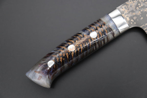 Takeshi Saji Nakiri Takeshi Saji SUMMIT ― Limited Edition Custom Series SMT-1049 VG-10W Multi-Colored Golden-Rainbow Damascus Nakiri 165mm (6.4 Inch)