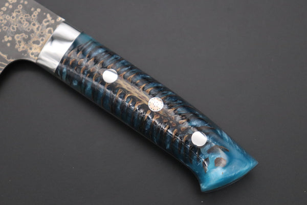 Takeshi Saji Nakiri Takeshi Saji SUMMIT ― Limited Edition Custom Series SMT-1050 VG-10W Multi-Colored Golden-Rainbow Damascus Nakiri 165mm (6.4 Inch)