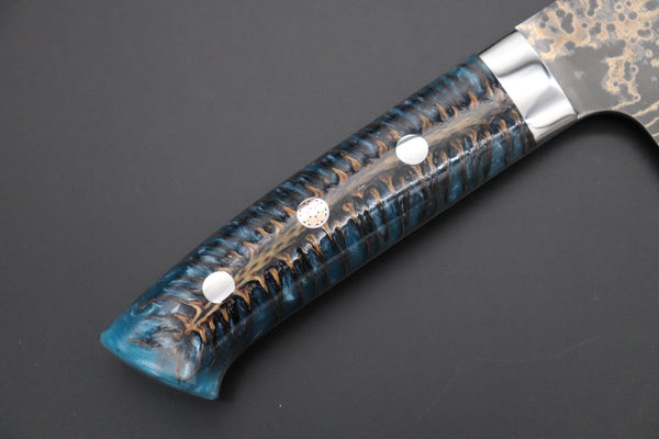 Takeshi Saji Nakiri Takeshi Saji SUMMIT ― Limited Edition Custom Series SMT-1050 VG-10W Multi-Colored Golden-Rainbow Damascus Nakiri 165mm (6.4 Inch)