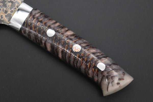 Takeshi Saji Nakiri Takeshi Saji SUMMIT ― Limited Edition Custom Series SMT-1051 VG-10W Multi-Colored Golden-Rainbow Damascus Nakiri 165mm (6.4 Inch)