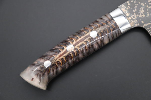 Takeshi Saji Nakiri Takeshi Saji SUMMIT ― Limited Edition Custom Series SMT-1051 VG-10W Multi-Colored Golden-Rainbow Damascus Nakiri 165mm (6.4 Inch)