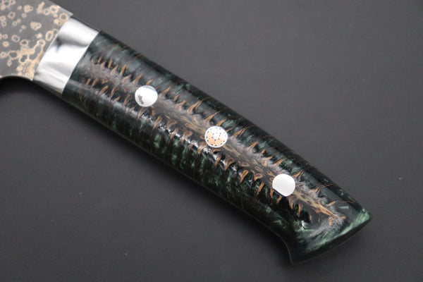 Takeshi Saji Nakiri Takeshi Saji SUMMIT ― Limited Edition Custom Series SMT-1053 VG-10W Multi-Colored Golden-Rainbow Damascus Nakiri 165mm (6.4 Inch)