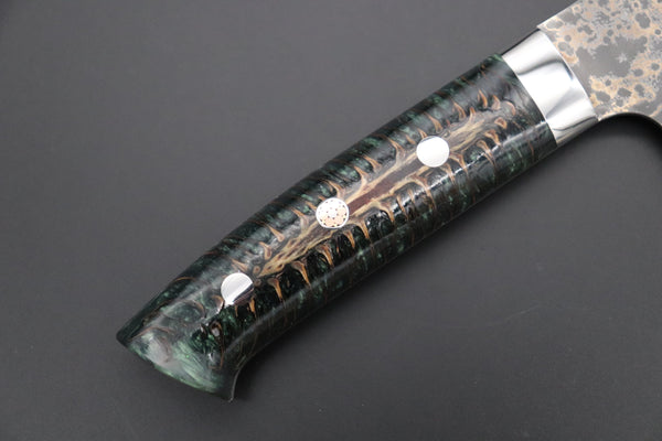 Takeshi Saji Nakiri Takeshi Saji SUMMIT ― Limited Edition Custom Series SMT-1053 VG-10W Multi-Colored Golden-Rainbow Damascus Nakiri 165mm (6.4 Inch)