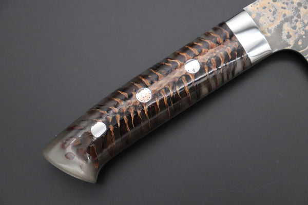 Takeshi Saji Nakiri Takeshi Saji SUMMIT ― Limited Edition Custom Series SMT-1054 VG-10W Multi-Colored Golden-Rainbow Damascus Nakiri 165mm (6.4 Inch)