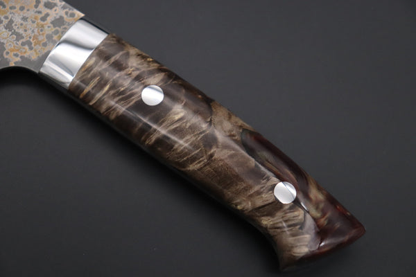 Takeshi Saji Nakiri Takeshi Saji SUMMIT ― Limited Edition Custom Series SMT-1081 VG-10W Multi-Colored Golden-Rainbow Damascus Nakiri 165mm (6.4 Inch)