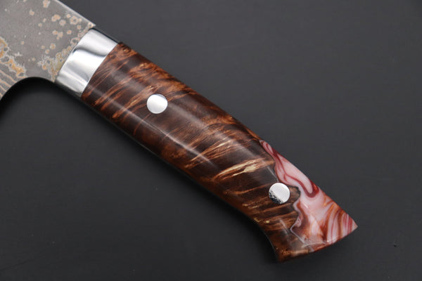 Takeshi Saji Nakiri Takeshi Saji SUMMIT ― Limited Edition Custom Series SMT-1082 VG-10W Multi-Colored Golden-Rainbow Damascus Nakiri 165mm (6.4 Inch)