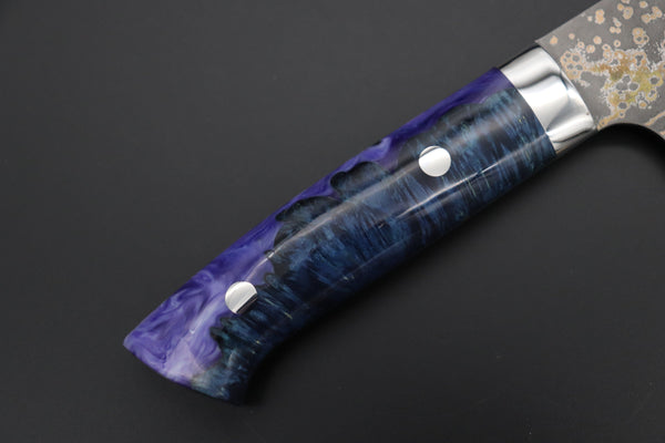 Takeshi Saji Nakiri Takeshi Saji SUMMIT ― Limited Edition Custom Series SMT-1083 VG-10W Multi-Colored Golden-Rainbow Damascus Nakiri 165mm (6.4 Inch)