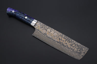 Takeshi Saji Nakiri Takeshi Saji SUMMIT ― Limited Edition Custom Series SMT-1083 VG-10W Multi-Colored Golden-Rainbow Damascus Nakiri 165mm (6.4 Inch)