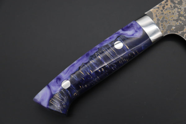 Takeshi Saji Nakiri Takeshi Saji SUMMIT ― Limited Edition Custom Series SMT-1084 VG-10W Multi-Colored Golden-Rainbow Damascus Nakiri 165mm (6.4 Inch)