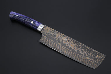 Takeshi Saji Nakiri Takeshi Saji SUMMIT ― Limited Edition Custom Series SMT-1084 VG-10W Multi-Colored Golden-Rainbow Damascus Nakiri 165mm (6.4 Inch)