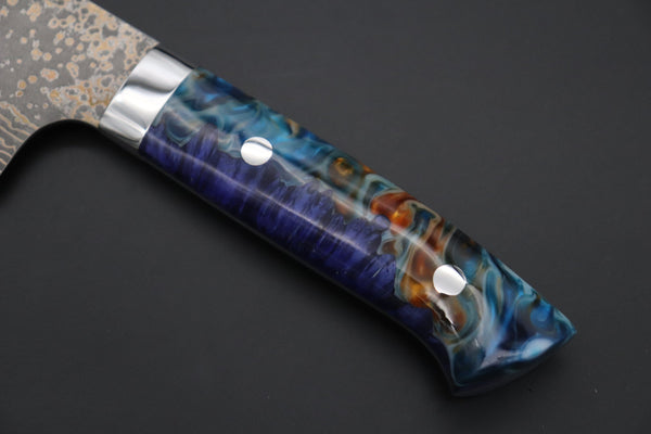 Takeshi Saji Nakiri Takeshi Saji SUMMIT ― Limited Edition Custom Series SMT-1085 VG-10W Multi-Colored Golden-Rainbow Damascus Nakiri 165mm (6.4 Inch)