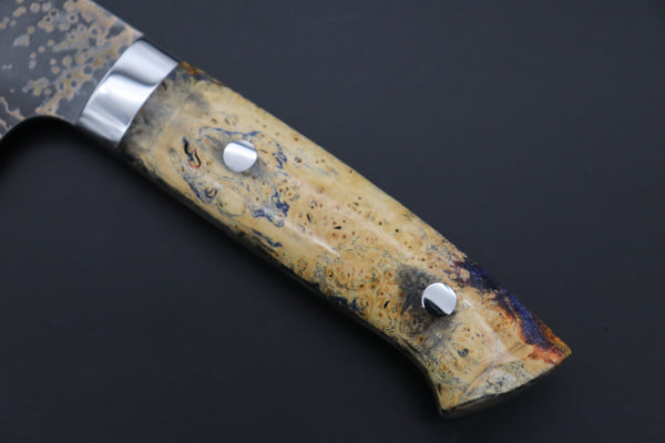 Takeshi Saji Nakiri Takeshi Saji SUMMIT ― Limited Edition Custom Series SMT-1086 VG-10W Multi-Colored Golden-Rainbow Damascus Nakiri 165mm (6.4 Inch)