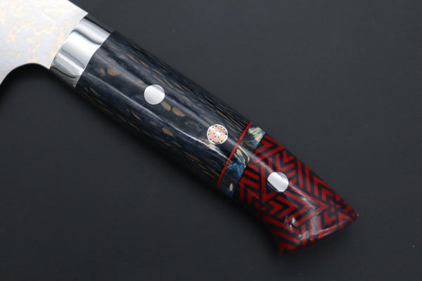 Takeshi Saji Nakiri Takeshi Saji SUMMIT ― Limited Edition Custom Series SMT-1125 VG-10W磨 Multi-Colored Golden-Rainbow Damascus Nakiri 165mm (6.4 Inch)