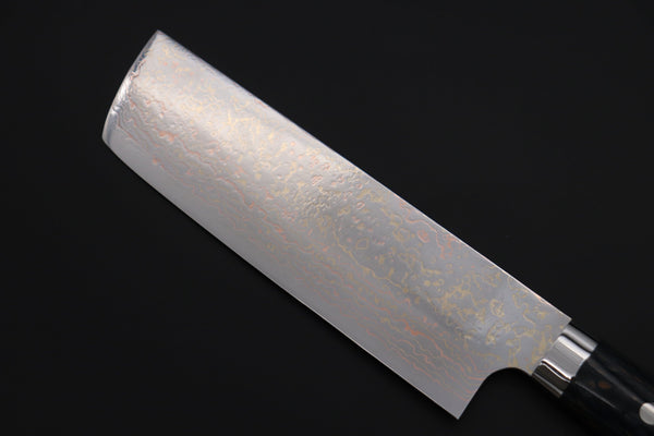 Takeshi Saji Nakiri Takeshi Saji SUMMIT ― Limited Edition Custom Series SMT-1125 VG-10W磨 Multi-Colored Golden-Rainbow Damascus Nakiri 165mm (6.4 Inch)