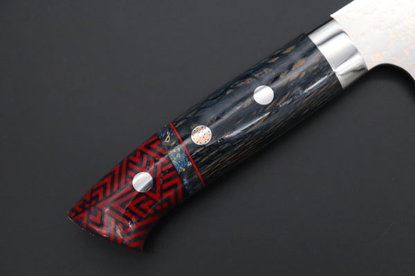Takeshi Saji Nakiri Takeshi Saji SUMMIT ― Limited Edition Custom Series SMT-1125 VG-10W磨 Multi-Colored Golden-Rainbow Damascus Nakiri 165mm (6.4 Inch)
