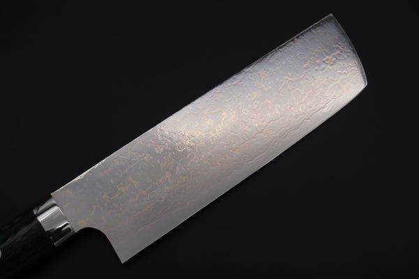 Takeshi Saji Nakiri Takeshi Saji SUMMIT ― Limited Edition Custom Series SMT-1125 VG-10W磨 Multi-Colored Golden-Rainbow Damascus Nakiri 165mm (6.4 Inch)