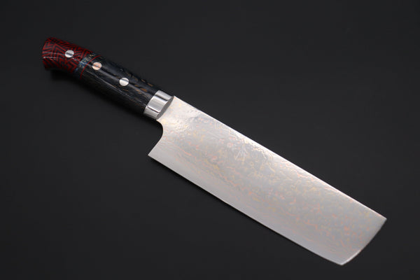 Takeshi Saji Nakiri Takeshi Saji SUMMIT ― Limited Edition Custom Series SMT-1125 VG-10W磨 Multi-Colored Golden-Rainbow Damascus Nakiri 165mm (6.4 Inch)